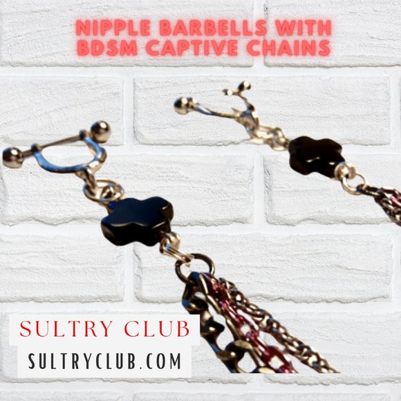 Steel And Onyx Nipple Chain - Picture 1 of 8